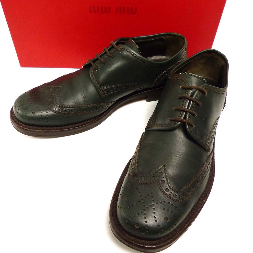 �����ꥢ���ߥ奦�ߥ奦 / MIU MIU ����ꥪ�� �����󥰥��åץ��塼�� 37(24cm����)(��ǥ�������Ȣ�դ�)����šۡ�����̵����