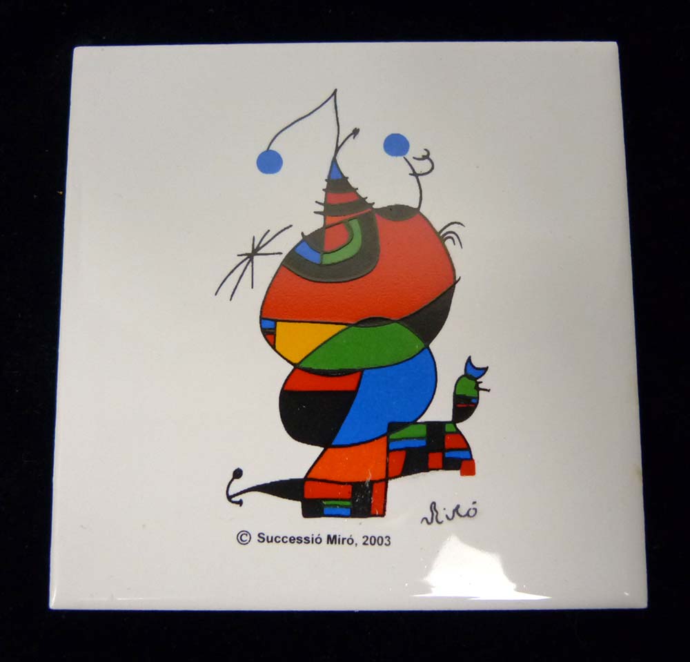 Joan Miroジョアン・ミロヴィンテージセラミックウォールタイルパネル陶器製 ジョアン・ミロ 陶板画 「ムヘルCバハロ」 スペイン製/ タイルプリント