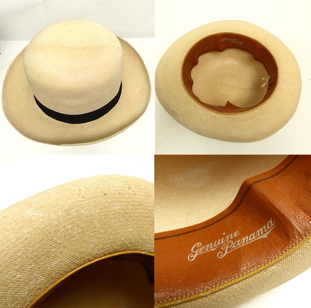 GENUINE PANAMA 麦わら帽子 / パナマハット (頭内周53.5cm)【中古