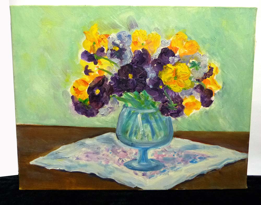 花の絵 (油絵 作者不明) 作者不明 油彩画 / 油絵 / 静物画 / 花 6号F6 キャンバス画【中古