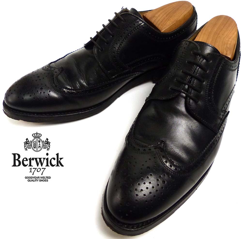 店頭買取 Berwick バーウィック ウィングチップ 25.5 ブラウン 外羽根
