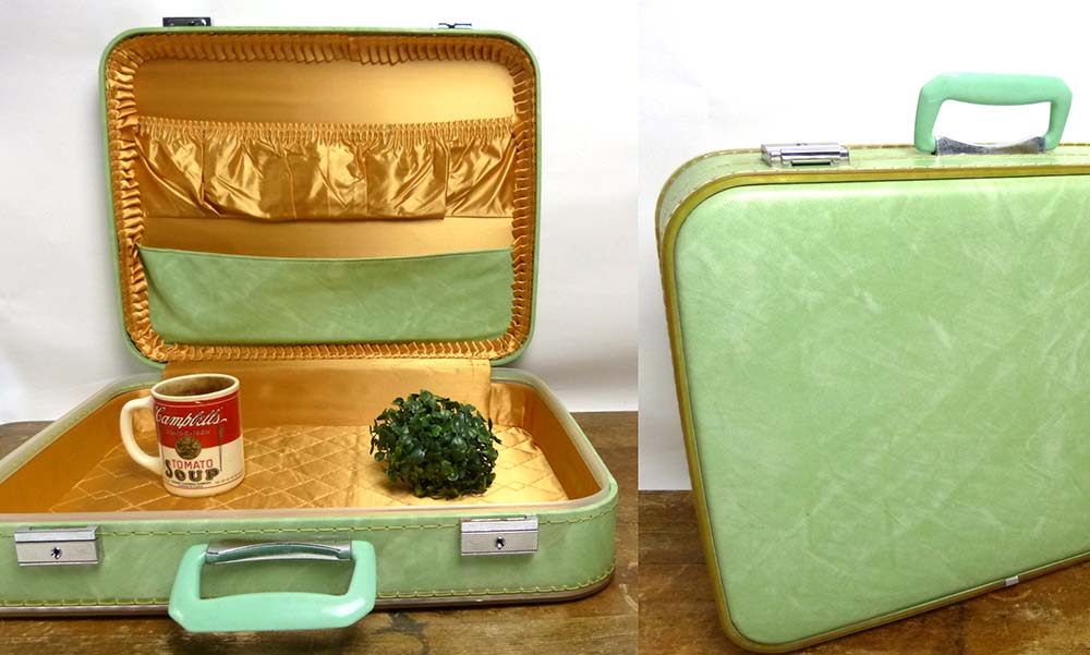 ヴィンテージ トランクケース トランクバッグ レトロ雑貨 古道具 グリーン 古道具 ヴィンテージ トランク / スーツケース ( ペパーミント