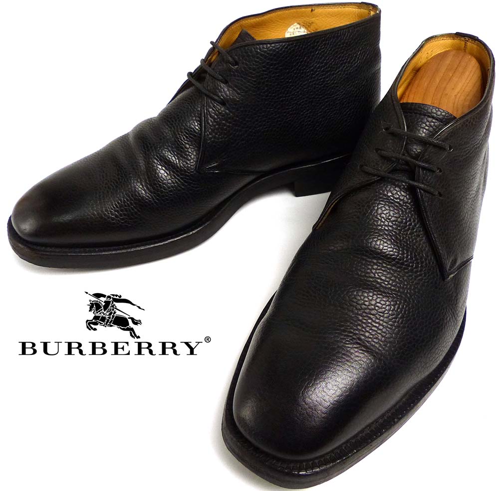 英国製 BURBERRY / バーバリー シボ革 チャッカブーツ ブーツ 25(25cm 