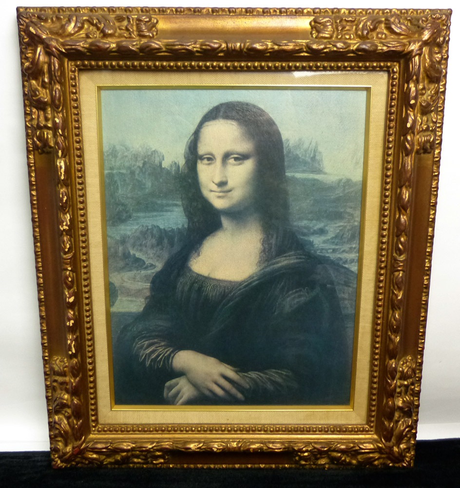 モナリザ　レプリカ　額縁　額装　額掛け　レトロ　インテリア　貴重　希少　未使用品 世界の名画】 レオナルド・ダ・ヴィンチ 『モナ・リザ』複製画 額入り