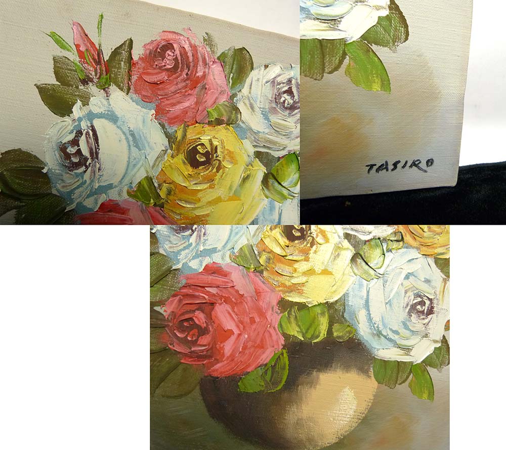 絵画インテリア絵 油絵F4-070102花 (バラ）