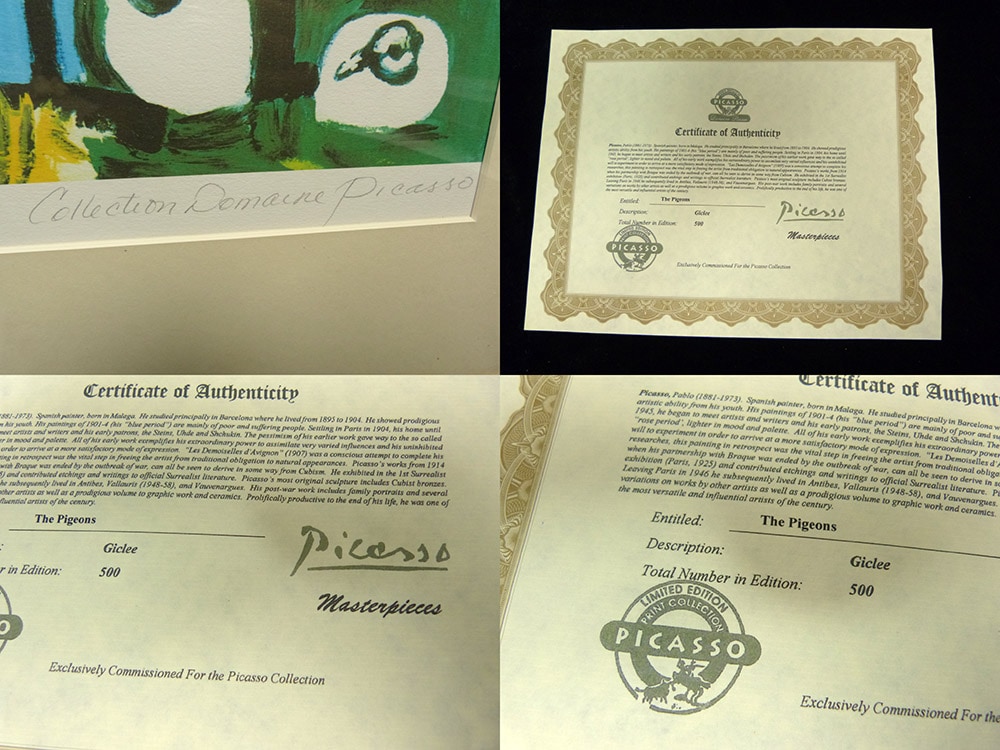 美品 未使用 パブロ ピカソ 限定500部 リトグラフ エンボス印 刷師サイン有 美品 未使用 パブロ ピカソ 限定500部 リトグラフ エンボス印 刷