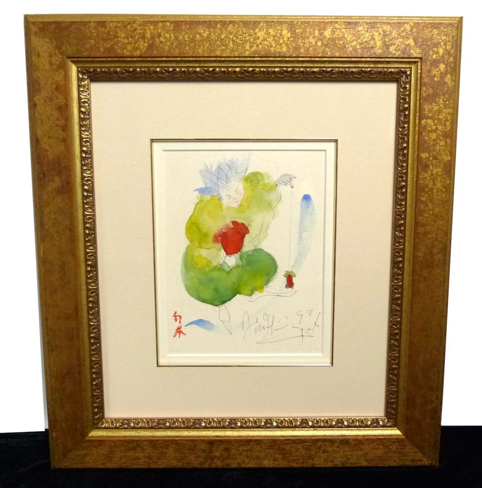 真作‼️「絵画」 HORO石井 ピエロ HIRO 石井 / 利尻島 /「りしりのピエロ」 水彩画 豪華額装【】