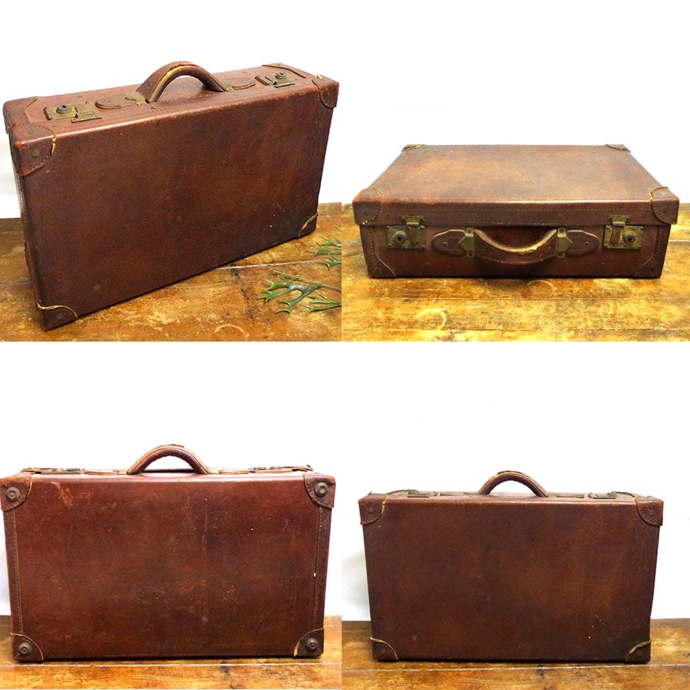 ヴィンテージ レザートランク / オールドスーツケース / ウェルカム
