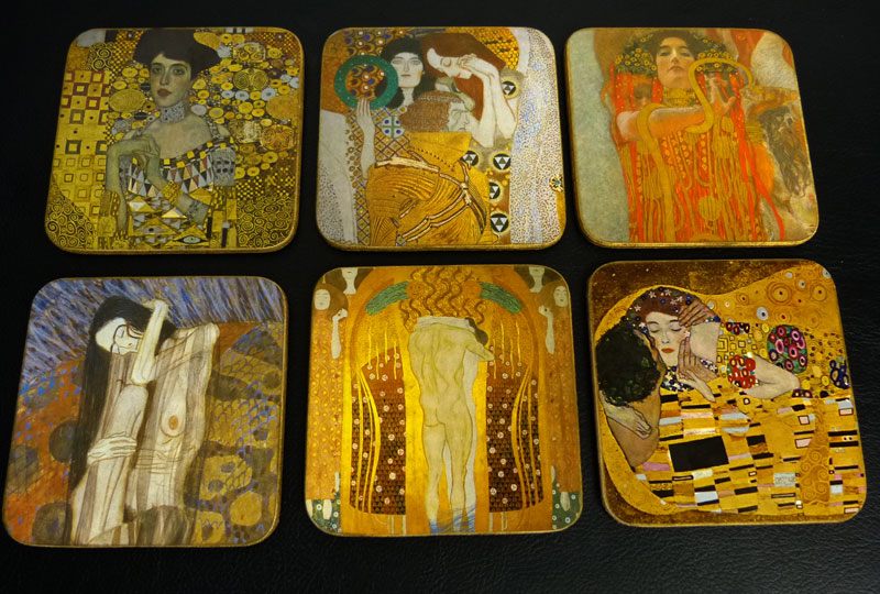 グスタフ・クリムト Gustav Klimt コースター6点セット 【中古 