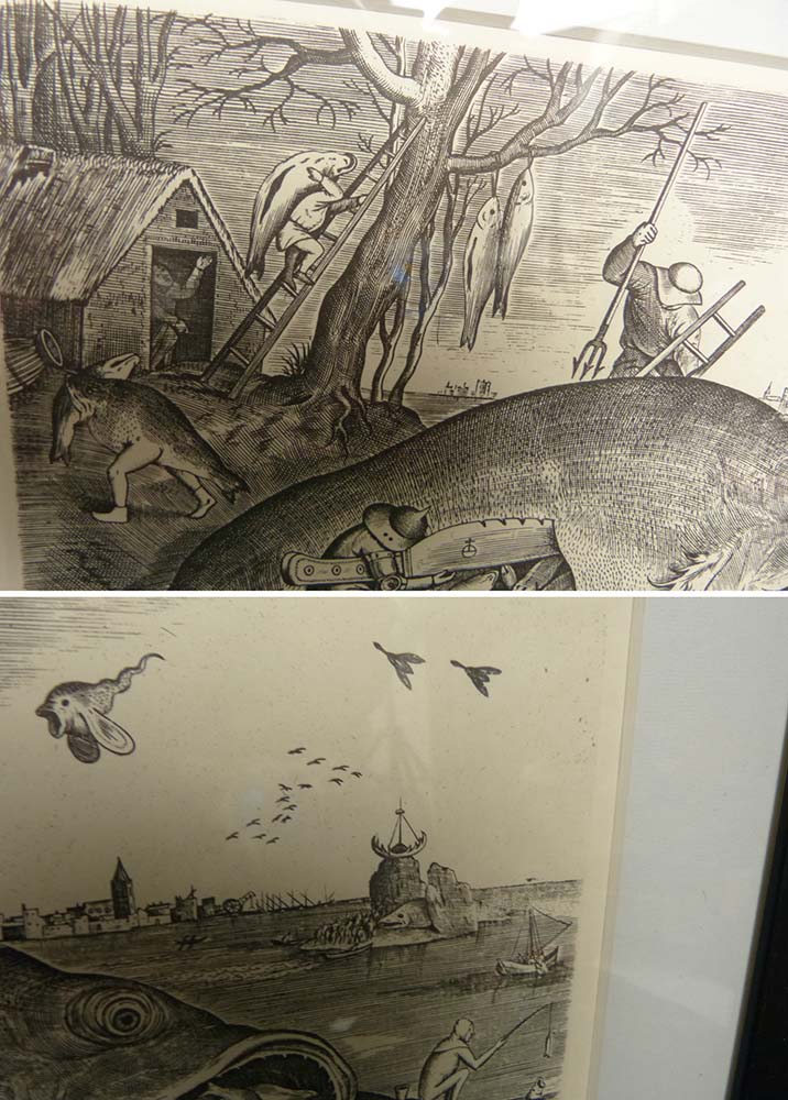 ピーテル・ブリューゲル「大きな魚は小さな魚を食う」版画/額装