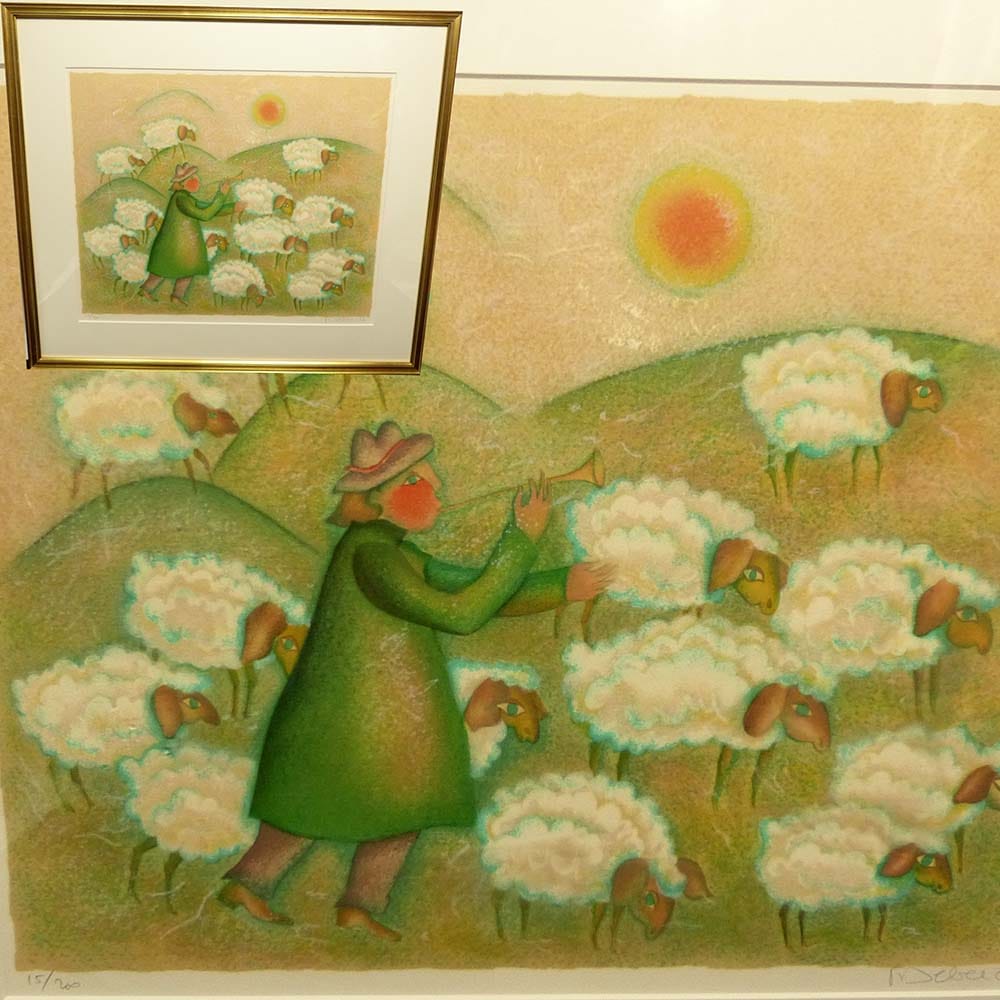 Y3481 作者不明 リトグラフ 227/270 サイン在 風景画 版画 絵画 額装 高田明美 直筆サイン入り リトグラフ ピエロ 版画 362⁄600 リトグラフ