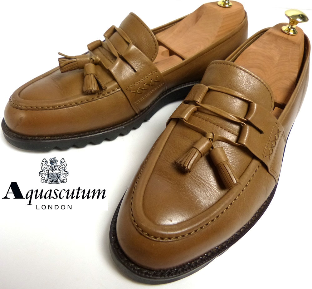 Aquascutumアクアスキュータム タッセルローファー 6.5イタリア製 英国王室御用達 Aquascutum アクアスキュータム 本革タッセル