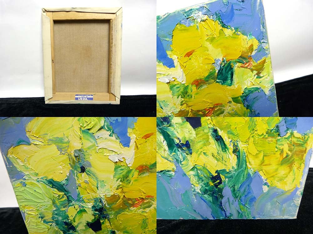 油彩画 / 油絵 / 静物画 / 花 キャンバス画 F3/3号【中古