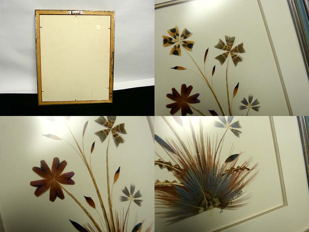 蝶画 羽根細工 蝶羽画 羽根絵画 蝶額 【中古】｜インテリア,置物
