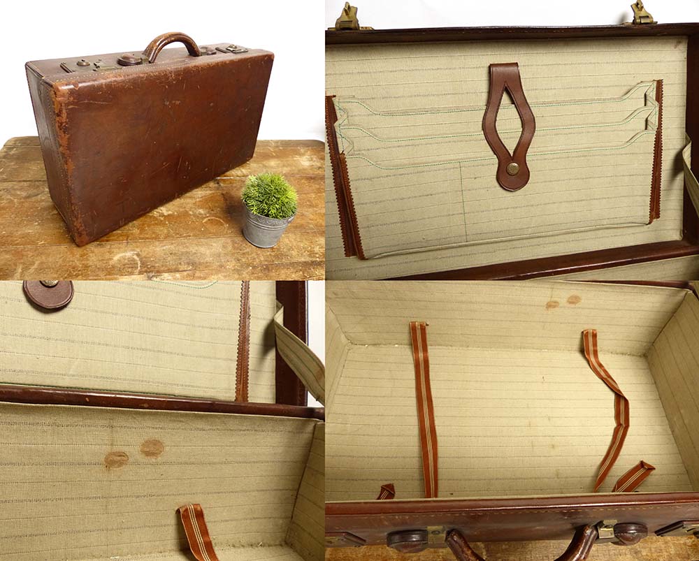 ヴィンテージ レザートランク / オールドスーツケース / ウェルカム