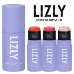 【正規販売店】LIZLY(リズリー) デューイグロースティック チーク ハイライト アイシャドウ スティックバーム ハイライター ラメ ヴィーガン ビーガン コスメ メイクアップ スティックチーク 保