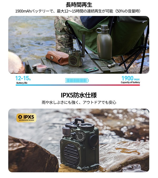 MUZEN Wild Mini ��3���� Bluetooth���ԡ����� �ߥ塼���� �磻��ɥߥ� Bluetooth �֥롼�ȥ����� �ⲻ�� �磻��쥹���ԡ����� FM�饸�� IPX5 �ѿ� USB���� ���� ���� ����ѥ��� �饤���դ� �����ȥɥ� ������ �����ԥ� �л� ��� �ġ����