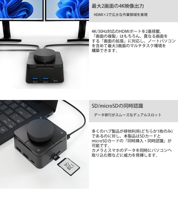 �����ꥢ ���������ɥ��� �ɥå��󥰥��ơ������ USB Type-C microSD HDMI �ϥ� �����ӥå�LAN USB���� SD������ 4K���� �ǥ奢�륹���å� ��®���� �ѥ����롼���� �ɥ饤�С����� THE QUADRANT AREA