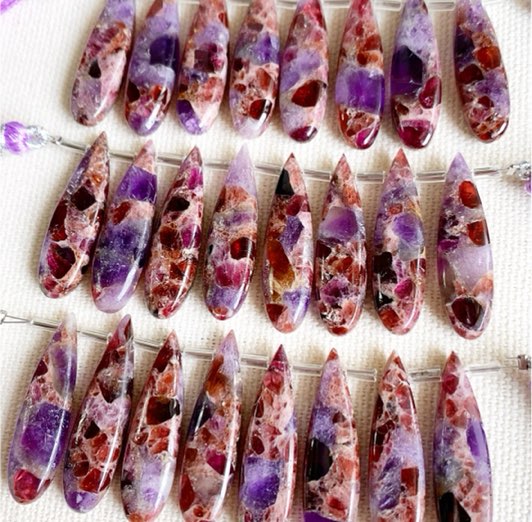 14kgf/シェブロンアメジスト波のカービングと希少！ドラゴンガーネットのピアス 14KGFガーネットとルビーによる宝石の魚ピアス ～Jewelry fish