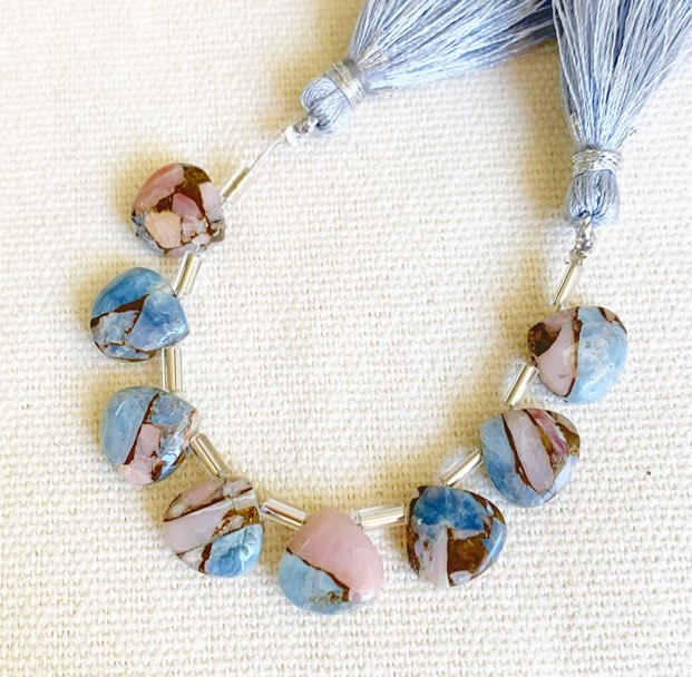 ハート ラピスu0026ブルーオパール/カルサイトコッパー︎天然石ピアスu0026イヤリング 幸運を呼ぶ石１点もの高品質オワイヒーオパール（オレゴン産