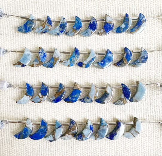 ブルーオパールラピスラズリコッパー 月型 12mm×7mm | 石のカットから  