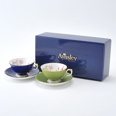 エリザベスローズ ティーカップ&ソーサー アセンズ コバルト＆ミル  