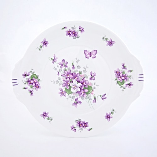 エインズレイ イングリッシュバイオレット ティープレート 4枚セット 正規輸入品 エインズレイ イングリッシュバイオレット ティー