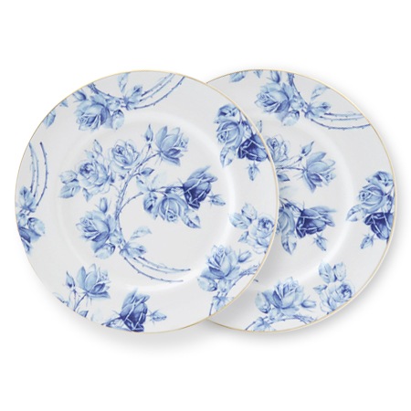 エインズレイ　エリザベスローズ ブルー サンドイッチトレイ2枚セット エインズレイ エリザベスローズ ブルー サンドイッチトレイ2枚セット