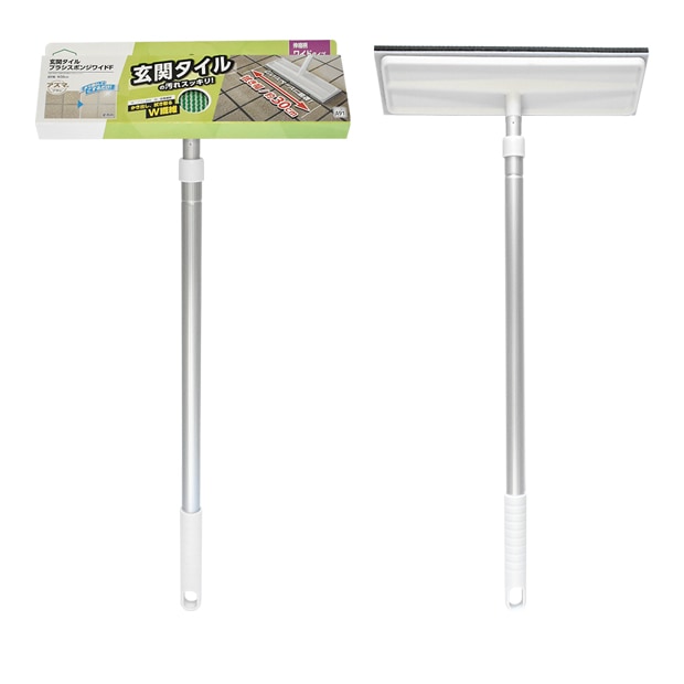 AZ296玄関タイルブラシスポンジワイドF（本体色：ライトグレー