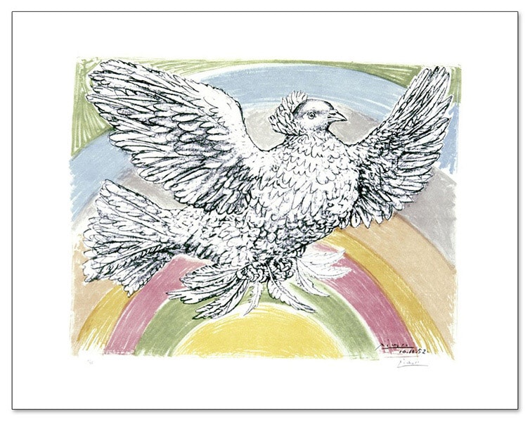 Flying Dove with Rainbow（パブロ ピカソ）