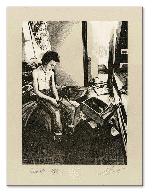 シド・ヴィシャス(Sid Vicious)Smashed Hotel Room 限定200枚 Shepard Fairey & Dennis Morris手書きナンバリング/サイン入り（オベイ）