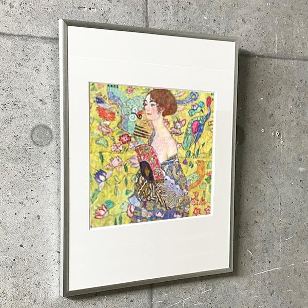 特別額装マット作品/アートポスター/扇をもつ夫人（グスタフ クリムト）