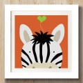 特別額装マット作品/ポスター/ユーコ ラウ/Peek-a-Boo Zebra（ユーコ ラウ）|ポスター
