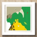 特別額装マット作品/ポスター/ユーコ ラウ/Safari Group Giraffe and Rhino（ユーコ ラウ）|ポスター
