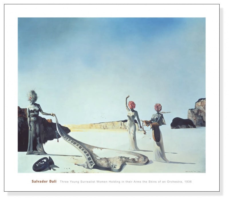 Three Young Surrealist Women Holding in their Arms the Skins of an Orchestra 1936（サルバドール ダリ）