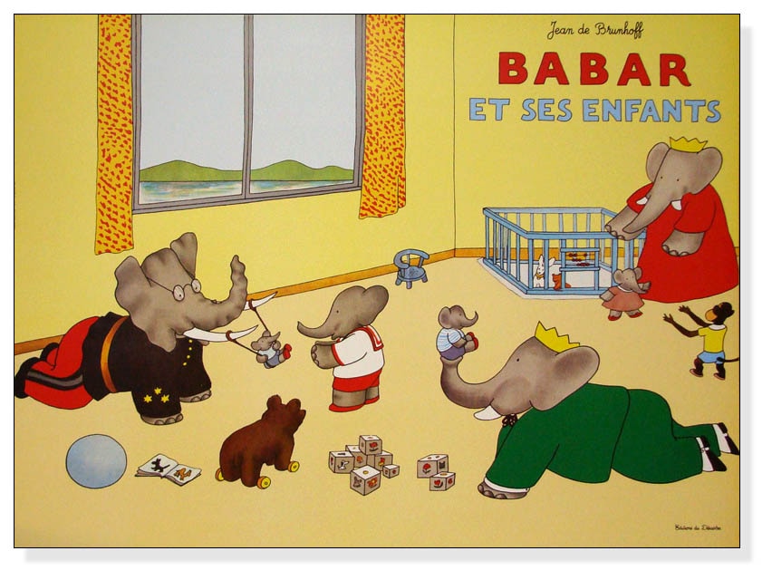 額装済/Babar/ジャン ド ブリュノフ 額装品/Babar 1990年/ジャン ド ブリュノフ Babar et Ses Enfants