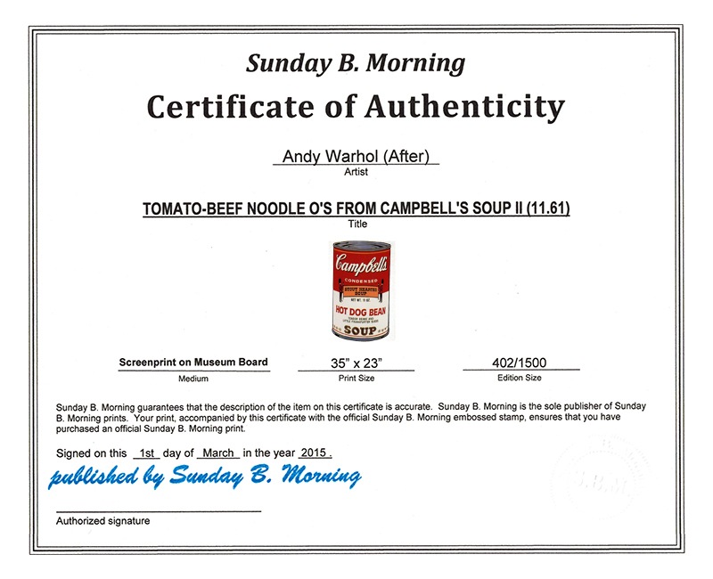 Sunday B Morning キャンベル缶Ⅱ Hot Dog Bean 限定1500枚（アンディ 