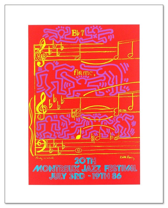 ウィル・バーネット 赤い独楽 展覧会ポスター 複製プリント アルミ額装 Montreux Jazz Festival 1986(キース へリング) ポスター販売