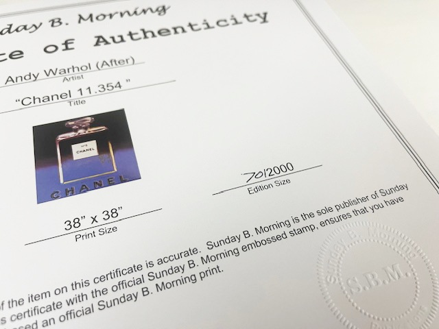 額装品証明書付/シャネル/サンデー B モーニング/ウォーホル/ CHANEL Sunday B Morning Chanel 限定2000枚 証明書付（アンディ