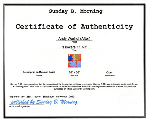 額装品/Sunday B フラワーズ オープンエディション 証明書付/ウォーホル Amazon.co.jp: ポスター アンディ ウォーホル Sunday B Morning