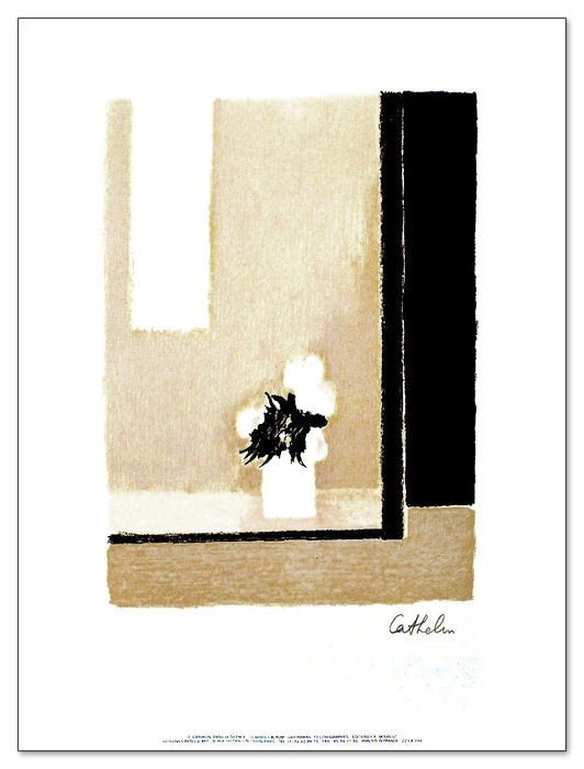 ベルナール・カトラン 春の花束(赤い花)リトグラフ 額装 横浜プリンス