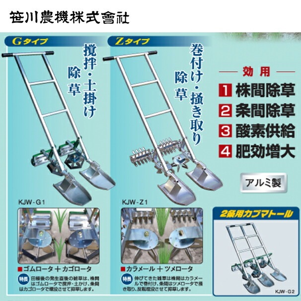 笹川農機｜ カブマトール KJW-G2 2条用 ゴムロータ＋カゴロータ | 笹川