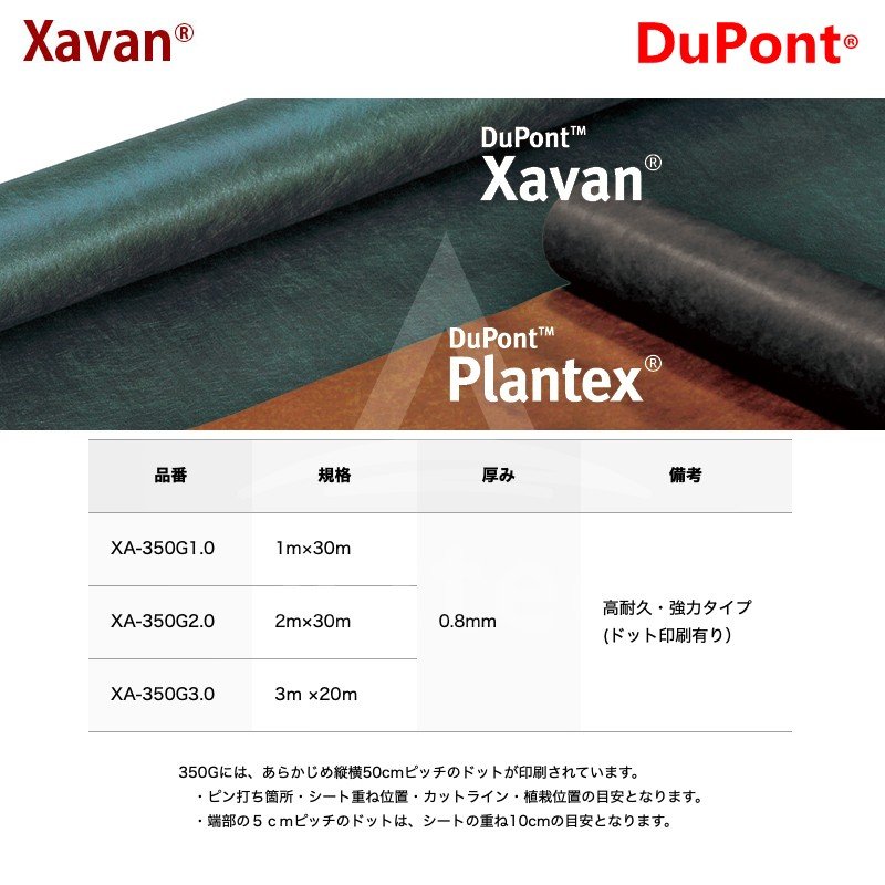 DuPont｜＜2本セット品＞防草シート ザバーン350G 2mx30m グリーン XA-350G2.0 高耐久・強力タイプ (ドット印刷有り）  その他メーカー・ブランド2,ザバーン（Xavan） AzselecT｜アズセレクト