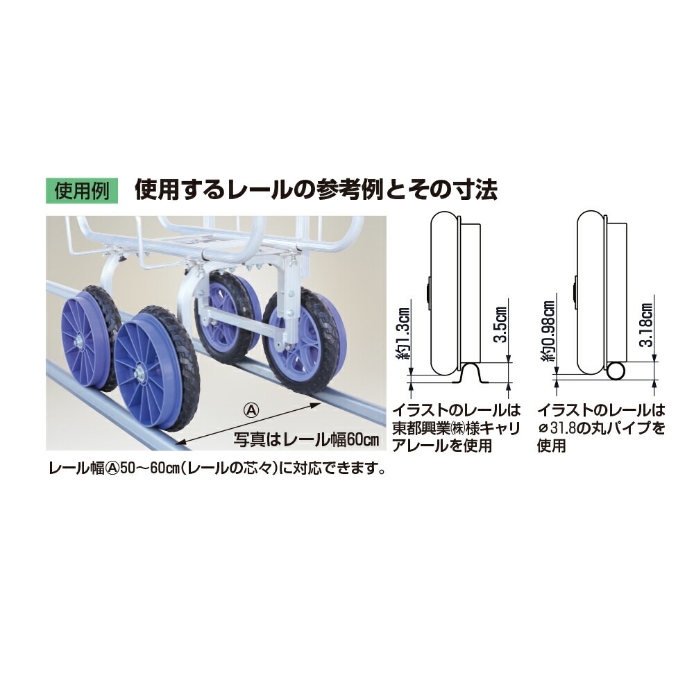 ハラックス｜HARAX 農業用運搬車 レール走行台車 路地走行車輪付 愛菜