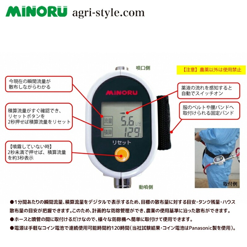 みのる産業｜＜オプションset品＞農薬用流量計 防除ナビ FQ-10B + 