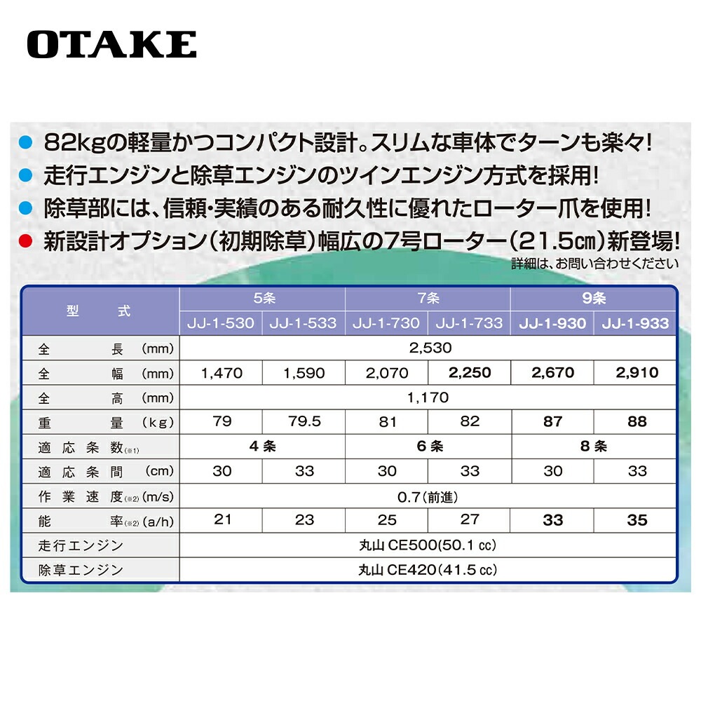 大竹製作所｜水田除草機 乗用型 5条タイプ JJ-1-533 のるたんJJ 適応条