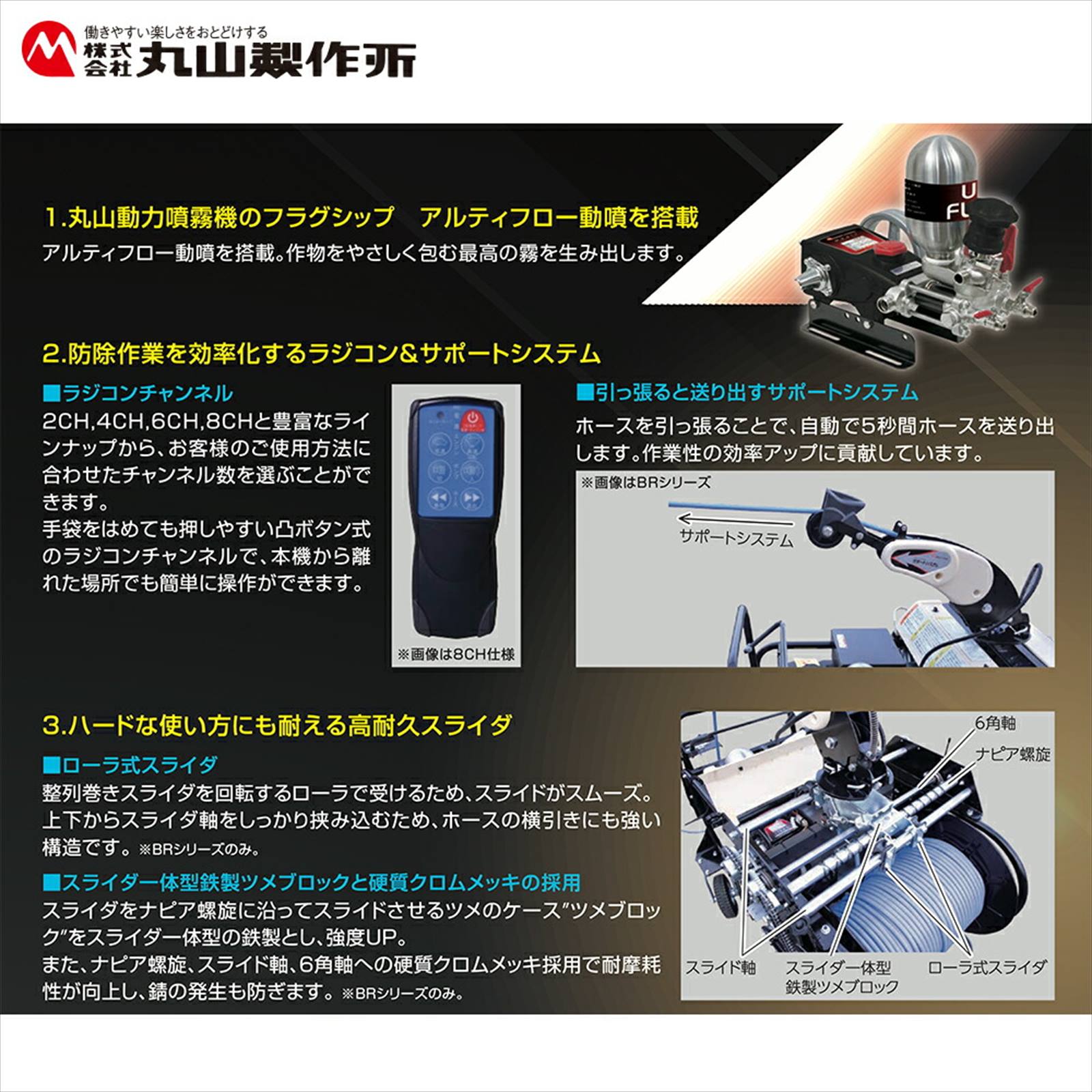 丸山製作所 自走ラジコン動噴 4CH φ11.5x130m MSA619R4C-BR 358714
