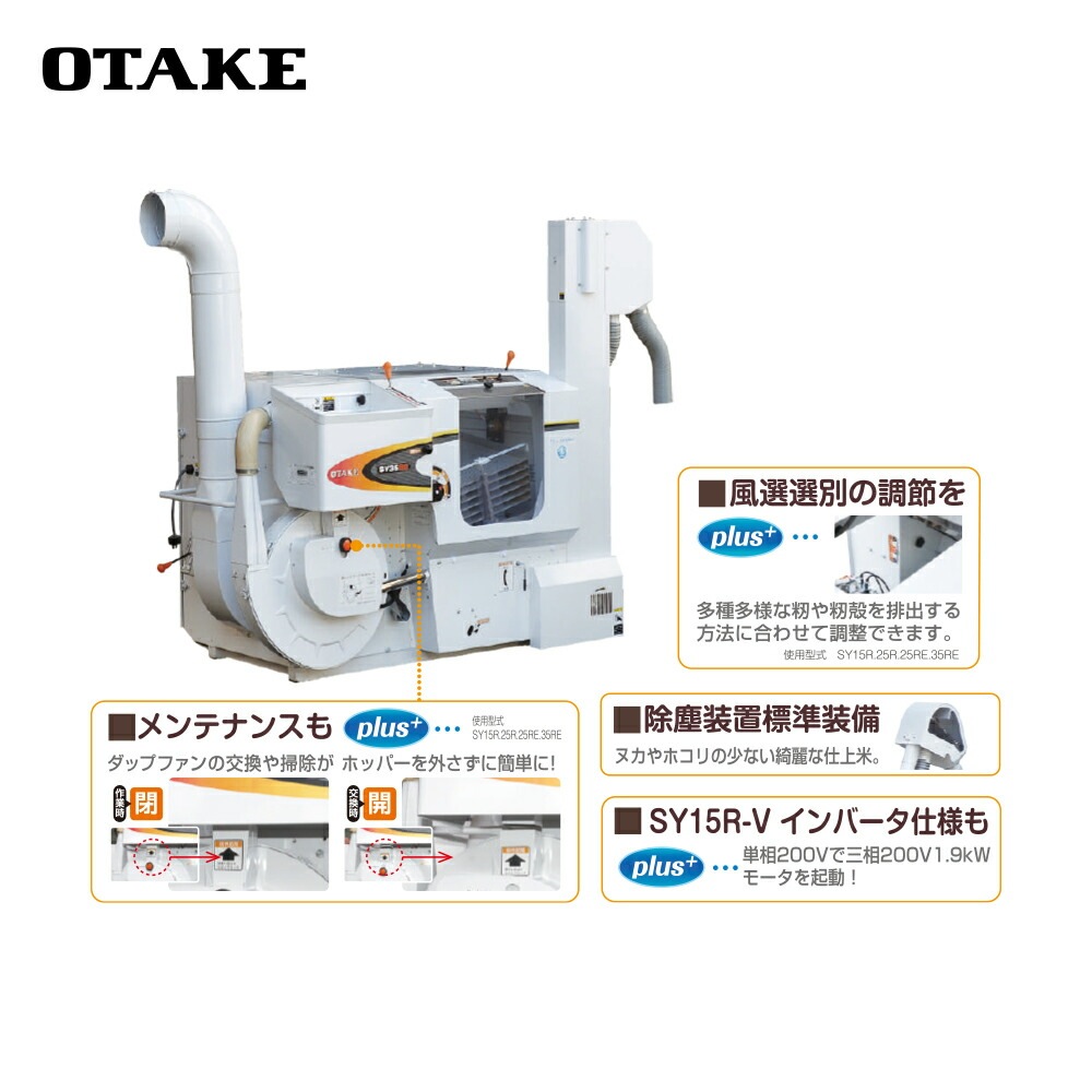 大竹製作所｜籾摺り機 インペラ籾すり機 ハイダップ SY15R-M 三相200V