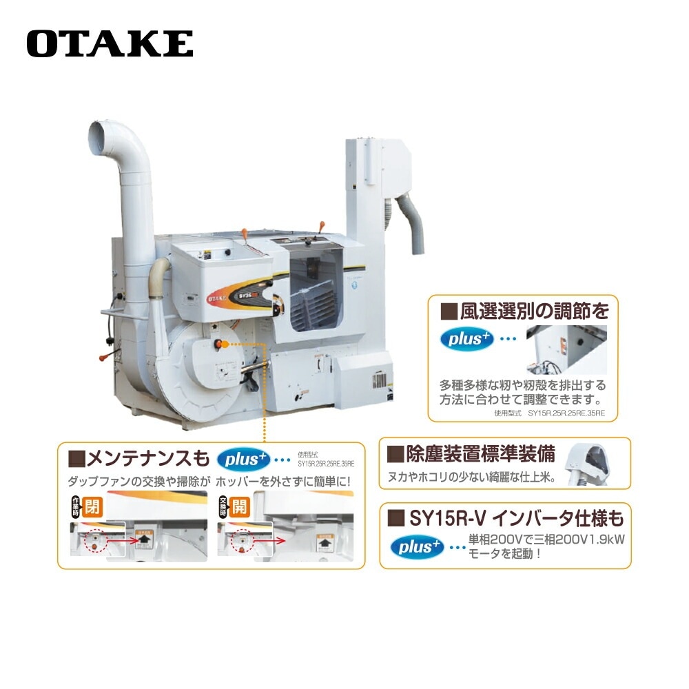 大竹製作所｜籾摺り機 インペラ籾すり機 ハイダップ SY25R-M 三相200V