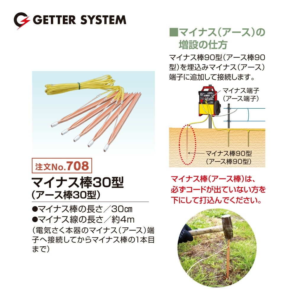 【ほっぺ】電気柵用アース器具Ｗ型接地棒３連タイプ2セット+高電圧出力線2本 電気柵用アース器具（W型接地棒3本タイプ）2セット｜Yahoo